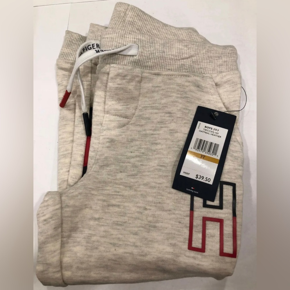 New with Tag Tommy Hilfi Toddler Boys Kent Logo-Print Heather Fleece Sweatpants